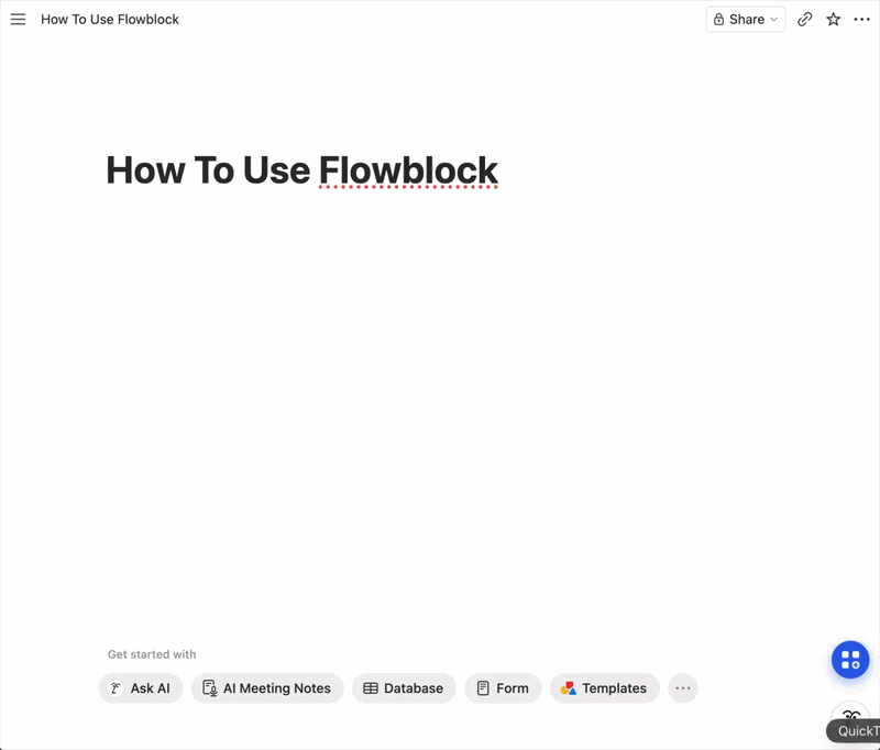 Screen recording showing how to create, save, and edit a drawing inside a Notion page with Flowblock